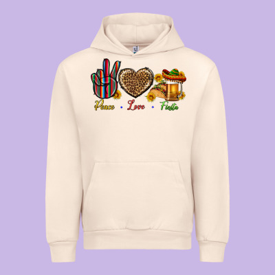 Peace Love Fiesta Urban Hoodie Designed By Bundleandbundleshop