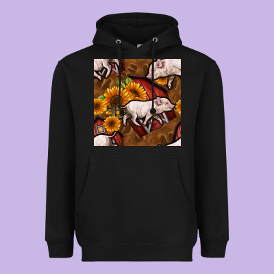 Pig And Barn Heavyweight Hoodie Designed By Bundleandbundleshop