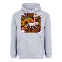 Heather Grey pig and barn Heavyweight Hoodie - BundleAndBundleShop