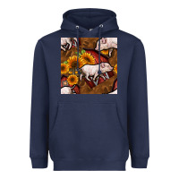 Navy pig and barn Heavyweight Hoodie - BundleAndBundleShop