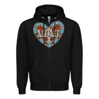 Black mama heart cowhide Zipper Hoodie - CowhideDigitalArt