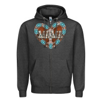 Charcoal Heather mama heart cowhide Zipper Hoodie - CowhideDigitalArt