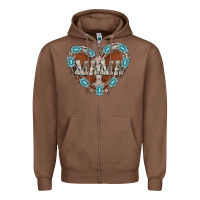 Chestnut mama heart cowhide Zipper Hoodie - CowhideDigitalArt
