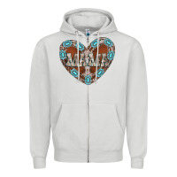Dove Grey mama heart cowhide Zipper Hoodie - CowhideDigitalArt