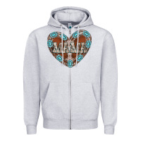 Heather Grey mama heart cowhide Zipper Hoodie - CowhideDigitalArt