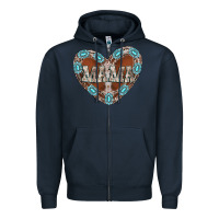 Navy mama heart cowhide Zipper Hoodie - CowhideDigitalArt