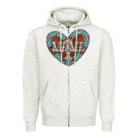 Oatmeal Heather mama heart cowhide Zipper Hoodie - CowhideDigitalArt