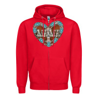 Red mama heart cowhide Zipper Hoodie - CowhideDigitalArt