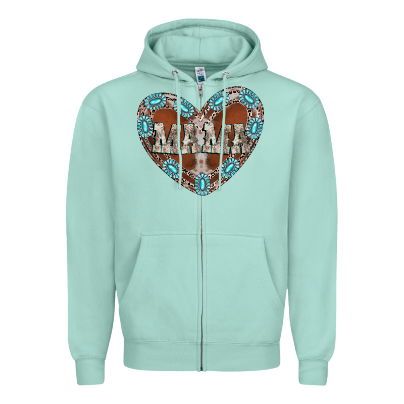 Mama Heart Cowhide Zipper Hoodie by CowhideDigitalArt | Teevron