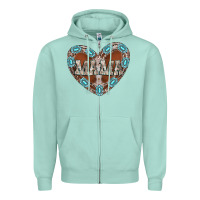 Seafoam mama heart cowhide Zipper Hoodie - CowhideDigitalArt