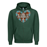 Sports Green mama heart cowhide Zipper Hoodie - CowhideDigitalArt