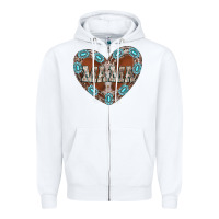 White mama heart cowhide Zipper Hoodie - CowhideDigitalArt