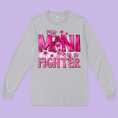 My Mini Is A Fighter With Ribbon Long Sleeve Tee Designed By Texasbilliewilder