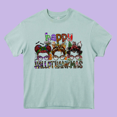 Happy Hallothanksmas Heavy Core Tee Designed By Sublimationcraftshop