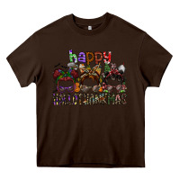Chocolate Brown happy hallothanksmas Heavy Core Tee - SublimationCraftShop