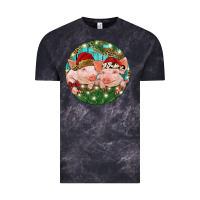 Cloud Black Christmas Pigs Vintage Tee - RanaPortraitStore