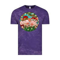 Cloud Purple Christmas Pigs Vintage Tee - RanaPortraitStore
