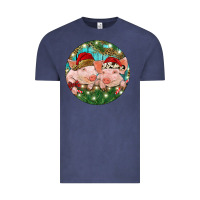 Vintage Denim Christmas Pigs Vintage Tee - RanaPortraitStore