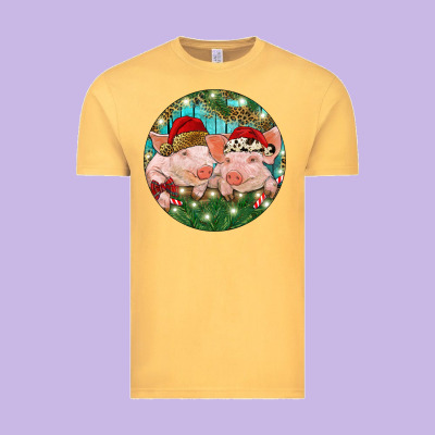 Vintage Tee Christmas Pigs