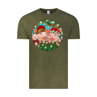 Vintage Olive Christmas Pigs Vintage Tee - RanaPortraitStore