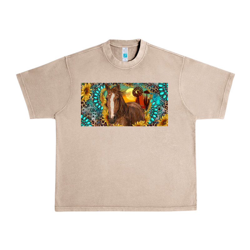 Horse And Desert With Sunflowers Gemstone Urban Heavy Tee by RanaPortraitStore | Teevron
