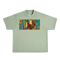 Oil Green horse and desert with sunflowers gemstone Urban Heavy Tee - RanaPortraitStore