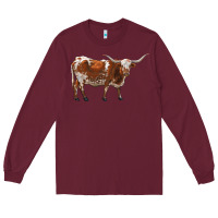 Burgundy longhorn Long Sleeve Tee - RanaPortraitStore
