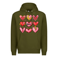 Army Green sketch hearts Premium Hoodie - MaliasSmallBusiness