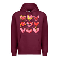 Burgundy sketch hearts Premium Hoodie - MaliasSmallBusiness