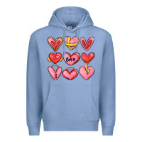 Colony Blue sketch hearts Premium Hoodie - MaliasSmallBusiness