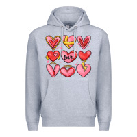 Heather Grey sketch hearts Premium Hoodie - MaliasSmallBusiness