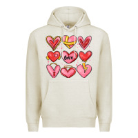 Oatmeal Heather sketch hearts Premium Hoodie - MaliasSmallBusiness