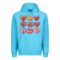 Ocean Blue sketch hearts Premium Hoodie - MaliasSmallBusiness