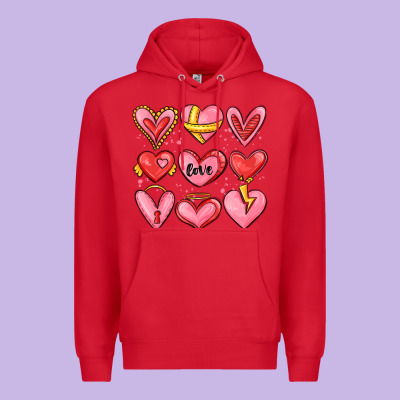 Sketch Hearts Premium Hoodie Designed By Maliassmallbusiness