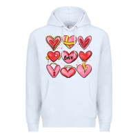 White sketch hearts Premium Hoodie - MaliasSmallBusiness