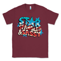 Burgundy Star spangled and sassy 4th of july Classic Tee - CowGirlArtShop