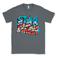 Charcoal Heather Star spangled and sassy 4th of july Classic Tee - CowGirlArtShop