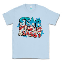 Dusty Blue Star spangled and sassy 4th of july Classic Tee - CowGirlArtShop
