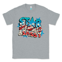 Heather Grey Star spangled and sassy 4th of july Classic Tee - CowGirlArtShop