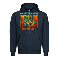 Navy country roads take me home Zipper Hoodie - HRA Design Shop