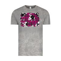 Cloud Rock Pink Christmas Plaid Cowhide Pattern Background Vintage Tee - RanaPortraitStore