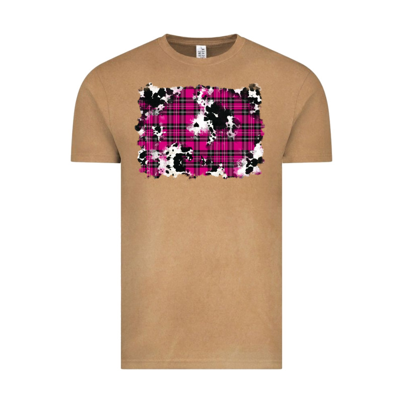 Pink Christmas Plaid Cowhide Pattern Background Vintage Tee by RanaPortraitStore | Teevron