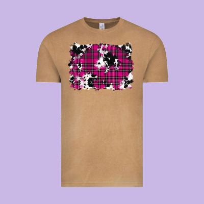 Vintage Tee Pink Christmas Plaid Cowhide Pattern Background