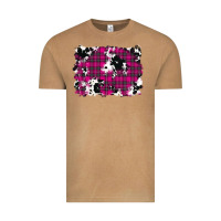 Vintage Camel Pink Christmas Plaid Cowhide Pattern Background Vintage Tee - RanaPortraitStore