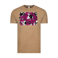 Vintage Coffee Pink Christmas Plaid Cowhide Pattern Background Vintage Tee - RanaPortraitStore