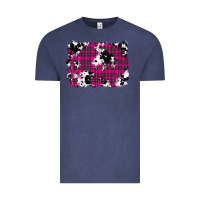 Vintage Denim Pink Christmas Plaid Cowhide Pattern Background Vintage Tee - RanaPortraitStore