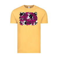Vintage Mustard Pink Christmas Plaid Cowhide Pattern Background Vintage Tee - RanaPortraitStore