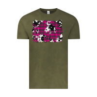 Vintage Olive Pink Christmas Plaid Cowhide Pattern Background Vintage Tee - RanaPortraitStore