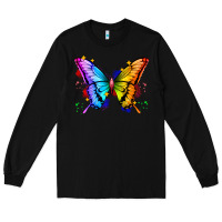 Black rainbow butterfly Long Sleeve Tee - Zillion Design Studio