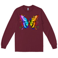 Burgundy rainbow butterfly Long Sleeve Tee - Zillion Design Studio
